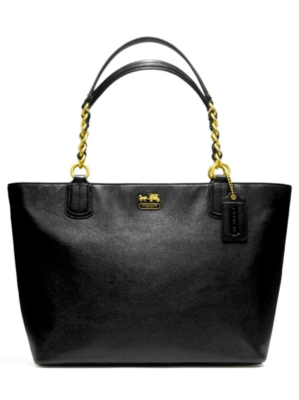 COACH MADISON 🖤💜BLACK💜🖤 PEBBLED LEATHER SHOULDER TOTE BAG 🌟EUC🌟